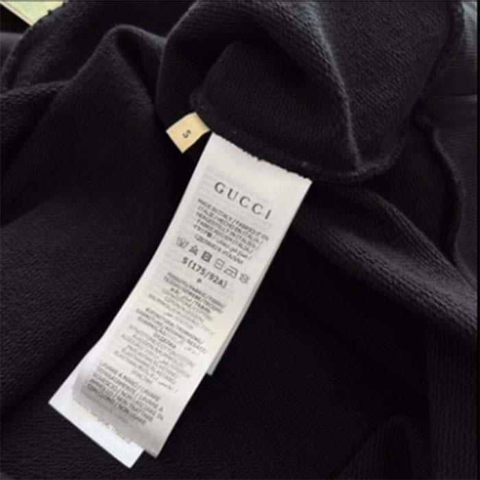 Gucci Unisex GG Cotton Jersey Printed Sweatshirt Black Felted Blade Print Crewneck Long Sleeves (7)