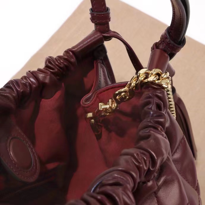 Gucci Unisex GG Deco Medium Tote Bag Dark Red Leather Two-Toned Vintage Interlocking G (11)