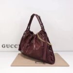 Gucci Unisex GG Deco Medium Tote Bag Dark Red Leather Two-Toned Vintage Interlocking G - immagine 6