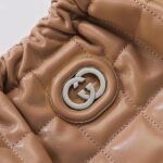 Gucci Unisex GG Deco Medium Tote Bag Rose Beige Quilted Leather Two-Toned Vintage Interlocking G - Imagen 9
