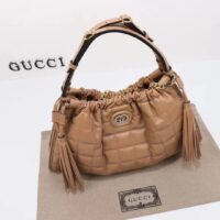 Gucci Unisex GG Deco Medium Tote Bag Rose Beige Quilted Leather Two-Toned Vintage Interlocking G (12)