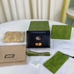 Gucci Unisex GG Diana Medium Wallet Double G Black Leather Bamboo Closure - Imagen 2