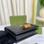 Gucci Unisex GG Diana Medium Wallet Double G Black Leather Bamboo Closure - Imagen 5
