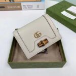Gucci Unisex GG Diana Medium Wallet Double G White Leather Bamboo Closure - Image 2