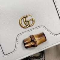 Gucci Unisex GG Diana Medium Wallet Double G White Leather Bamboo Closure (5)