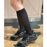 Gucci Unisex GG Gucci Run GG Crystal Mesh Sneaker Black Suede Mid 6 CM Heel – Image 11