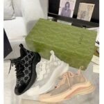 Gucci Unisex GG Gucci Run GG Crystal Mesh Sneaker White Suede Mid 6 CM Heel - Image 13