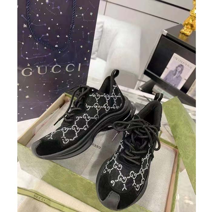 Gucci Unisex GG Gucci Run GG Crystal Mesh Sneaker Black Gucci Unisex GG Gucci Run GG Crystal Mesh Sneaker Black