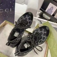Gucci Unisex GG Gucci Run GG Crystal Mesh Sneaker Black Suede Mid 6 CM Heel (4)