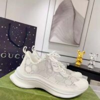 Gucci Unisex GG Gucci Run GG Crystal Mesh Sneaker White Suede Mid 6 CM Heel (8)