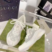 Gucci Unisex GG Gucci Run GG Crystal Mesh Sneaker White Suede Mid 6 CM Heel (8)