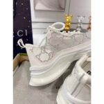 Gucci Unisex GG Gucci Run GG Crystal Mesh Sneaker White Suede Mid 6 CM Heel - Image 10