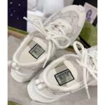 Gucci Unisex GG Gucci Run GG Crystal Mesh Sneaker White Suede Mid 6 CM Heel - Image 8