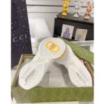 Gucci Unisex GG Gucci Run GG Crystal Mesh Sneaker White Suede Mid 6 CM Heel - Image 9