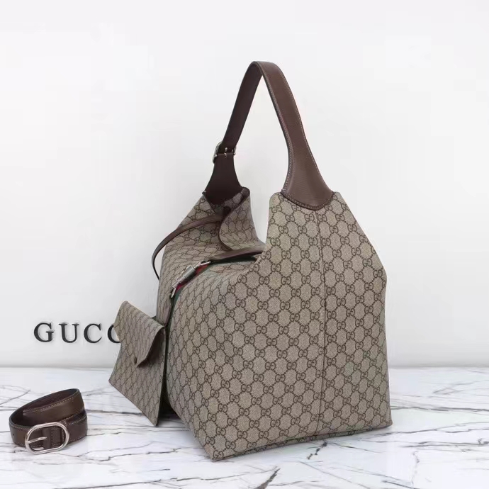 Gucci Unisex GG Jackie 1961 Medium Shoulder Bag Beige Ebony GG Supreme (10)