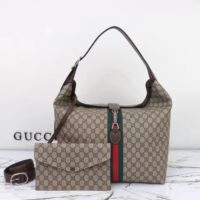 Gucci Unisex GG Jackie 1961 Medium Shoulder Bag Beige Ebony GG Supreme (11)