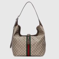 Gucci Unisex GG Jackie 1961 Small Shoulder Bag Beige Ebony GG Supreme (10)