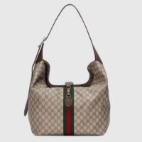 Gucci Unisex GG Jackie 1961 Small Shoulder Bag Beige Ebony GG Supreme