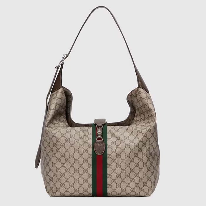 Gucci Unisex GG Jackie 1961 Small Shoulder Bag Beige Ebony GG Supreme