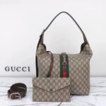 Gucci Unisex GG Jackie 1961 Small Shoulder Bag Beige Ebony GG Supreme - Image 3