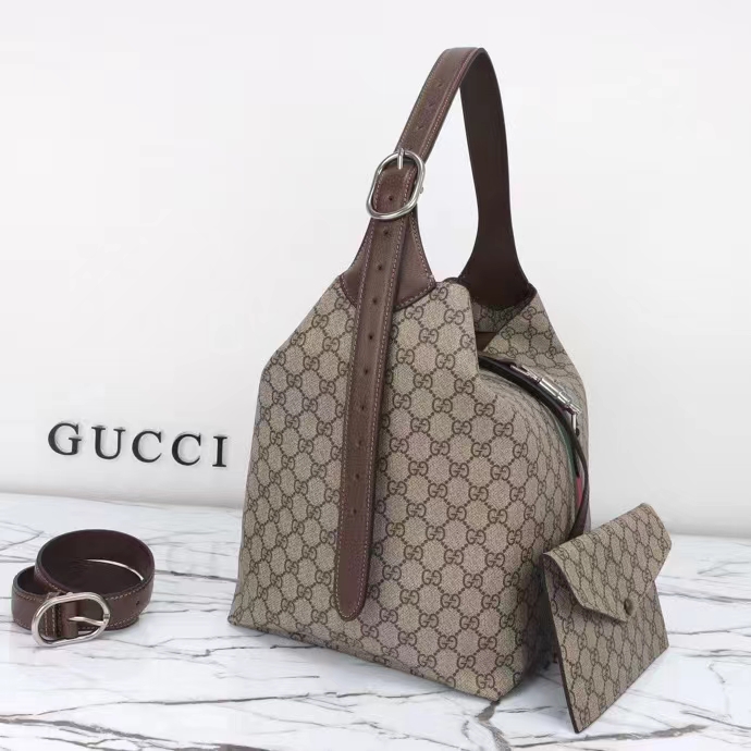 Gucci Unisex GG Jackie 1961 Small Shoulder Bag Beige Ebony GG Supreme (7)
