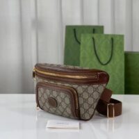 Gucci Unisex GG Large Belt Bag Beige Ebony GG Supreme Canvas Oval Interlocking G Leather (11)