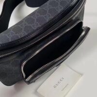 Gucci Unisex GG Large Belt Bag Black GG Supreme Canvas Leather Oval Interlocking G (9)