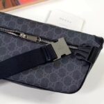 Gucci Unisex GG Large Belt Bag Black GG Supreme Canvas Leather Oval Interlocking G - immagine 10