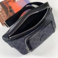 Gucci Unisex GG Large Belt Bag Black GG Supreme Canvas Leather Oval Interlocking G (9)