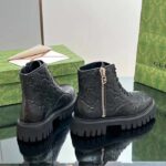 Gucci Unisex GG Leather Boots Rubber Lug Sole Lace-Up Interlocking G Flats – Bild 3