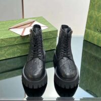 Gucci Unisex GG Leather Boots Rubber Lug Sole Lace-Up Interlocking G Flats (2)