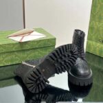 Gucci Unisex GG Leather Boots Rubber Lug Sole Lace-Up Interlocking G Flats – Bild 10