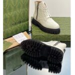 Gucci Unisex GG Leather Boots White Rubber Lug Sole Lace-Up Interlocking G Flats - Image 10