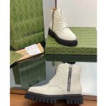 Gucci Unisex GG Leather Boots White Rubber Lug Sole Lace-Up Interlocking G Flats - Image 9