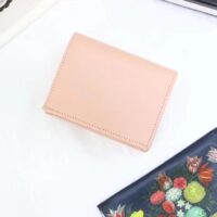 Gucci Unisex GG Leather Card Case Wallet Light Pink Double G Snap Closure (4)