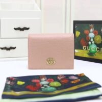 Gucci Unisex GG Leather Card Case Wallet Light Pink Double G Snap Closure (4)