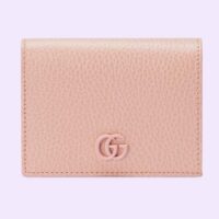 Gucci Unisex GG Leather Card Case Wallet Light Pink Double G Snap Closure (4)