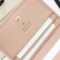 Gucci Unisex GG Leather Card Case Wallet Light Pink Double G Snap Closure (4)