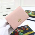 Gucci Unisex GG Leather Card Case Wallet Light Pink Double G Snap Closure – Image 6