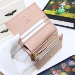 Gucci Unisex GG Leather Card Case Wallet Light Pink Double G Snap Closure – Image 8