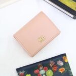 Gucci Unisex GG Leather Card Case Wallet Light Pink Double G Snap Closure – Image 3