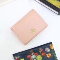 Gucci Unisex GG Leather Card Case Wallet Light Pink Double G Snap Closure (4)