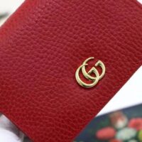 Gucci Unisex GG Leather Card Case Wallet Red Double G Snap Closure (6)