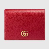 Gucci Unisex GG Leather Card Case Wallet Red Double G Snap Closure (6)