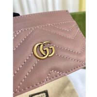 Gucci Unisex GG Marmont Matelassé Card Case Dusty Pink Chevron Leather Double G (2)