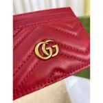 Gucci Unisex GG Marmont Matelassé Card Case Red Chevron Leather Double G - Image 5