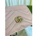 Gucci Unisex GG Marmont Matelassé Card Case Rose Beige Chevron Leather Double G - Bild 5