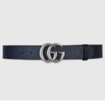 Gucci Unisex GG Marmont Reversible Belt Dark Blue Supreme Canvas Double G Buckle