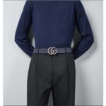 Gucci Unisex GG Marmont Reversible Belt Dark Blue Supreme Canvas Double G Buckle - Imagen 8