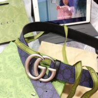 Gucci Unisex GG Marmont Reversible Belt Dark Blue Supreme Canvas Double G Buckle (4)